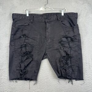 Smoke Rise Cut Off Shorts Mens 40 Black Trashed Stretch Grunge Skater Punk